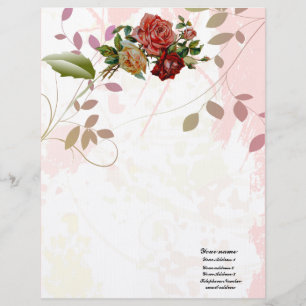 Membrete El flourish de lino de lujo del rosa floral le