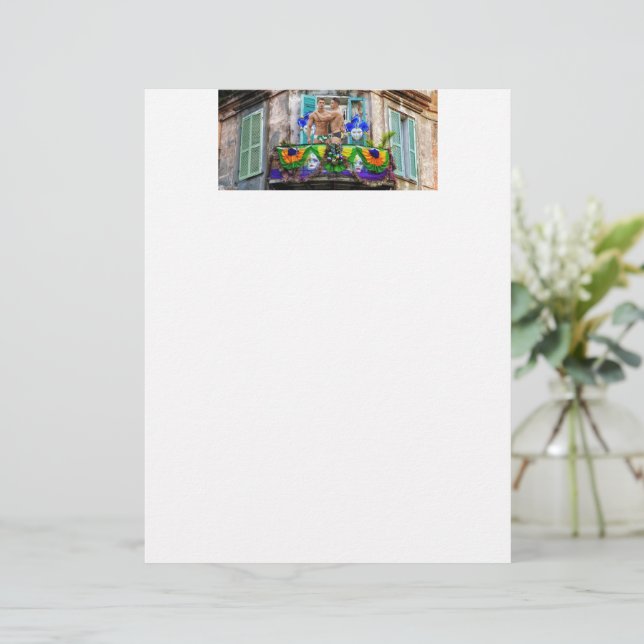 Membrete El Mardi Gras de SlipperyJoe enmascara abalorios d (Anverso de pie)