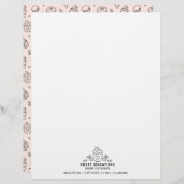 Membrete El negocio de panadería de pastelitos rosados