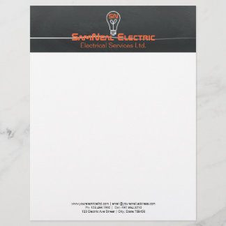 Membrete Electricista anaranjado - diseño de la bombilla