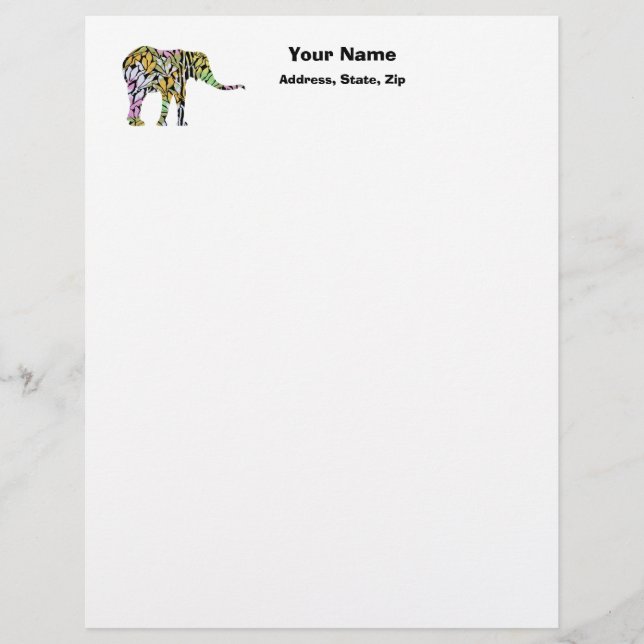 Membrete Elefante colorido (Anverso)