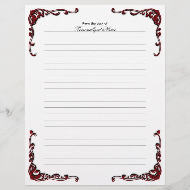 Membrete Elegancia barroca - Lino negro (Anverso)