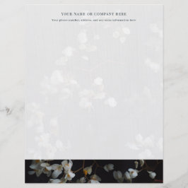 Membrete Elegant Dark and white Floral Letterhead