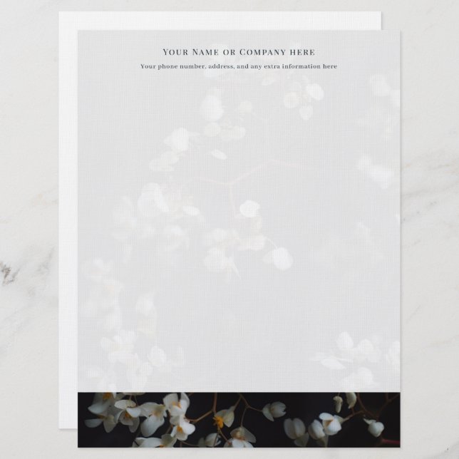 Membrete Elegant Dark and white Floral Letterhead (Anverso / Reverso)