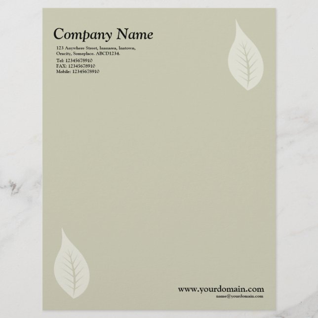 Membrete Elegant Leaf - Beige Cálido (Anverso)