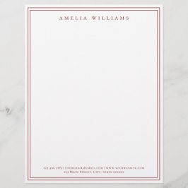 Membrete Elegant Minimalist Red Two Border