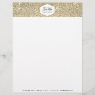 MEMBRETE ELEGANTE BLANCO EN LÍNEA PURPURINA DE ORO