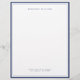 Membrete Elegante borde azul marino simple minimalista