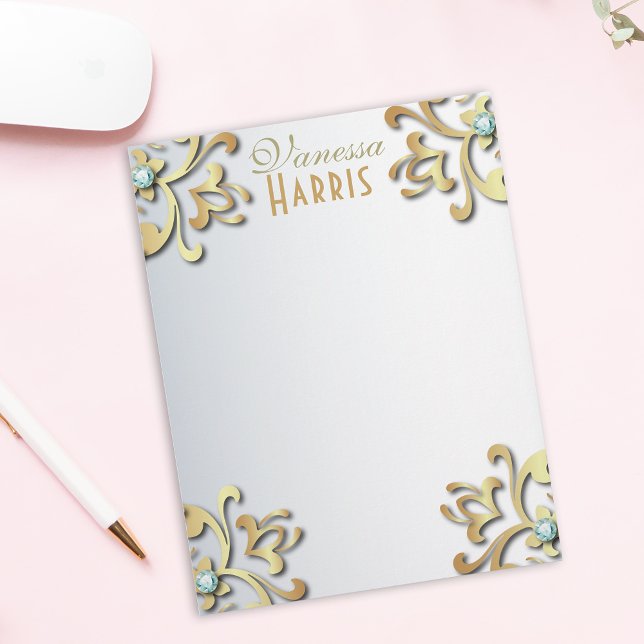 Membrete Elegante borde dorado barroco filigrí sobre plata (Subido por el creador)