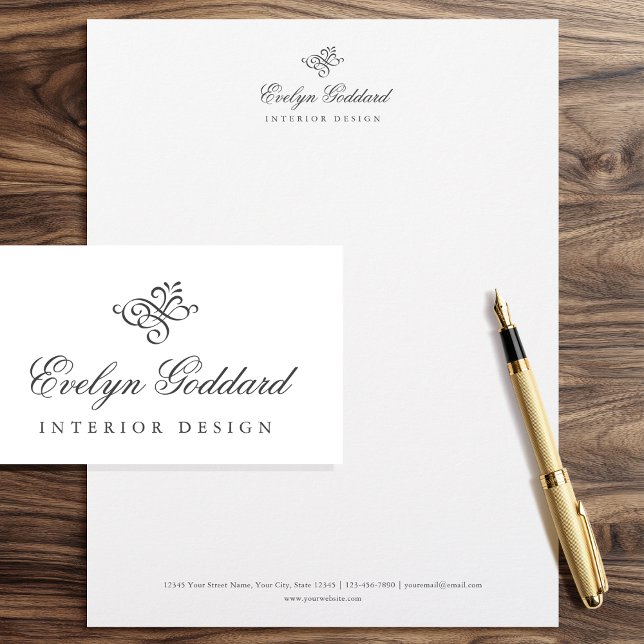 Membrete Elegante caligrafía escritura tipografía gris oscu (Subido por el creador)