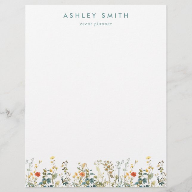 Membrete Elegante campo de flores silvestres (Anverso)