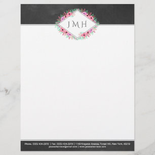 Membrete Elegante Cartón Floral Personal O De Negocios