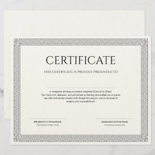 Membrete Elegante Certificado Clásico de Diploma acabado en