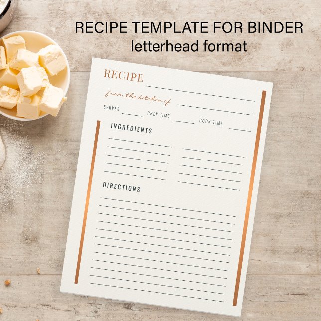 Membrete Elegante de la cocina de la receta en blanco de co (Subido por el creador)