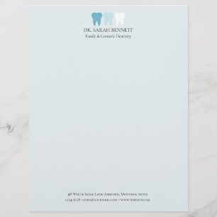 Membrete Elegante dentista aireado azul claro profesional