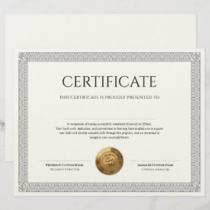 Membrete Elegante Diploma Clásico Certificado sello de foil