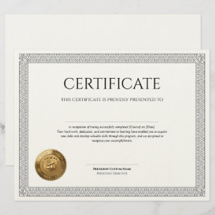 Membrete Elegante Diploma Clásico Certificado sello de foil