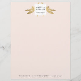 Membrete Elegante dúo Faux Gold Dragonfly sobre rosa