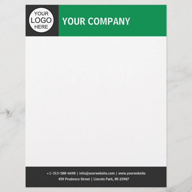 Membrete Elegante encabezado verde minimalista (Anverso)
