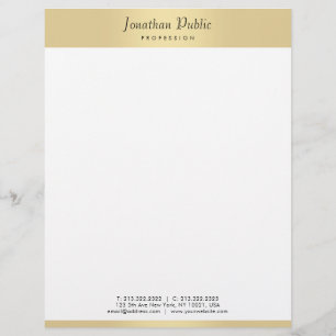 Membrete Elegante Faux Gold Modern Caligraphy Script Trendy