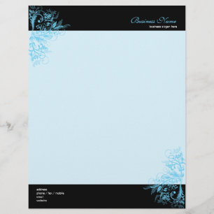 Membrete Elegante flor retro tamala turquesa nadar
