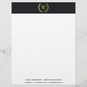 MEMBRETE   ELEGANTE FLORAL DE ORO LAUREL WREATER MONOGRAM INI