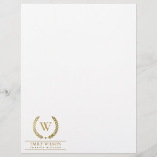MEMBRETE   ELEGANTE FLORAL DE ORO LAUREL WREATER MONOGRAM INI