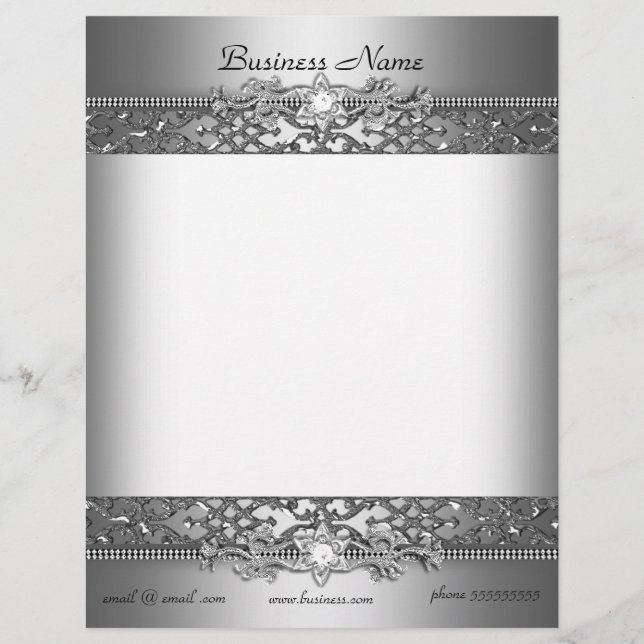 Membrete Elegante Grabado en relieve de Damasco plateado el (Anverso)