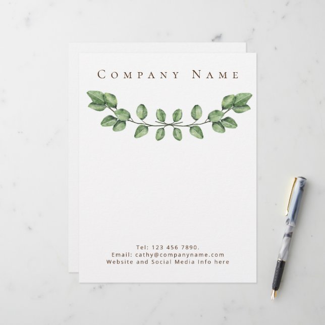Membrete Elegante Green Company Details Letterhead (Anverso/Reverso In Situ)