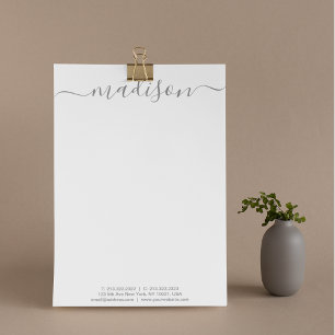 Membrete Elegante Gris Typography Name Script Mail