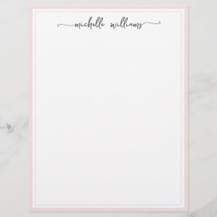 Membrete Elegante guión de firma Girly Rubor bordeado