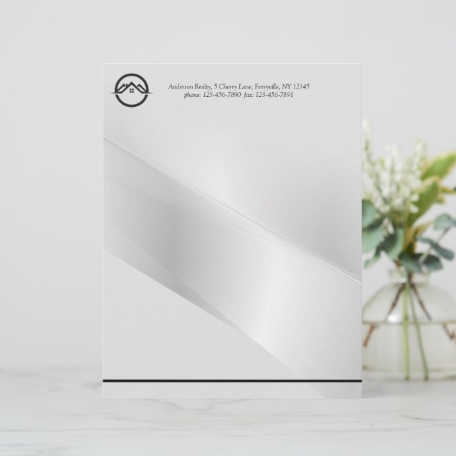 Membrete Elegante Inmobiliaria Plata (Anverso de pie)
