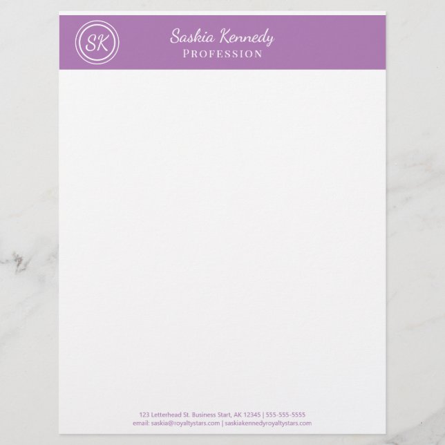 Membrete Elegante Lavender Business Profesional (Anverso)