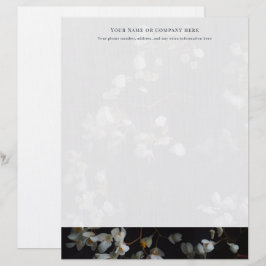 Membrete Elegante Letterhead Floral Blanco y Oscuro