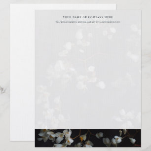 Membrete Elegante Letterhead Floral Blanco y Oscuro