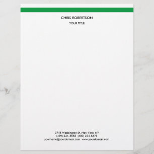 Membrete Elegante Línea Verde Simple Blanco Minimalista mod