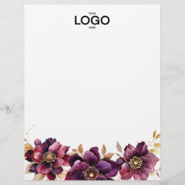 Membrete Elegante Logotipo Floral