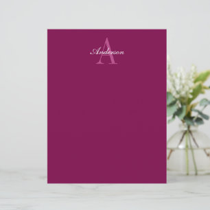 Membrete Elegante Magenta rojo, rosa y blanco nombre y mono