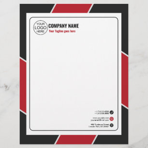 Membrete Elegante marco rojo y negro personalizado