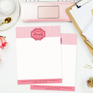 Membrete Elegante Marco Vintage Rosa Salón de Belleza