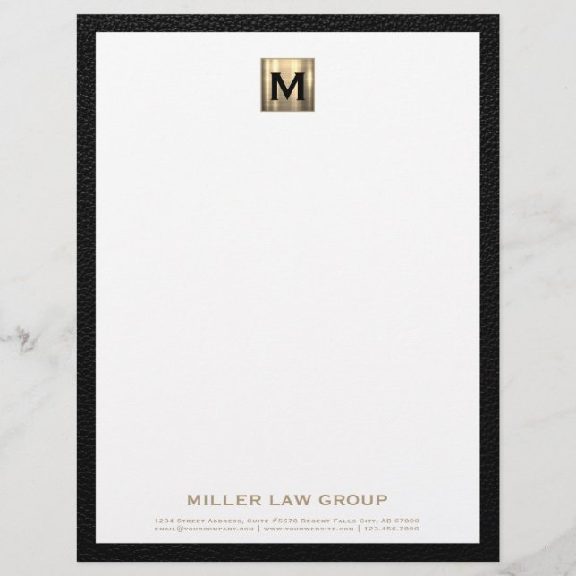 Membrete Elegante membrete de monograma dorado (Anverso)