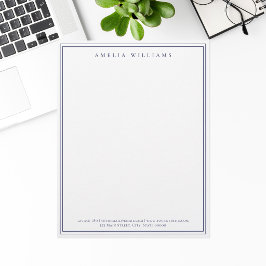 Membrete Elegante Minimalista Azul Dos Bordes
