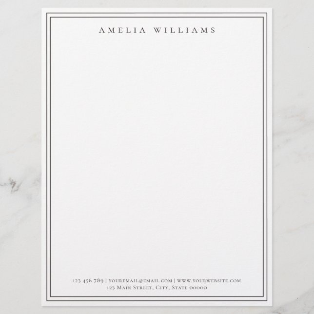 Membrete Elegante Minimalista Marrón Dos Bordes (Anverso)