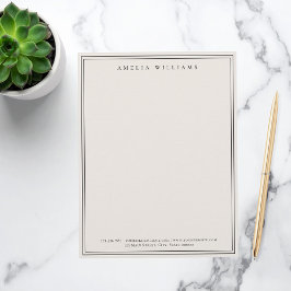 Membrete Elegante Minimalista Negro y Marfil Dos Bordes