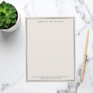 Membrete Elegante Minimalista Negro y Marfil Dos Bordes