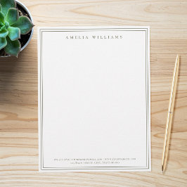 Membrete Elegante Minimalista Verde Oliva Dos Bordes