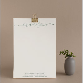 Membrete Elegante Moda manuscrito Sage Green