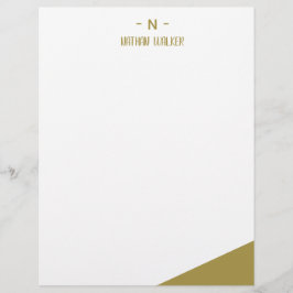 Membrete Elegante Monograma Dorado y Gris I Minimalista Ele