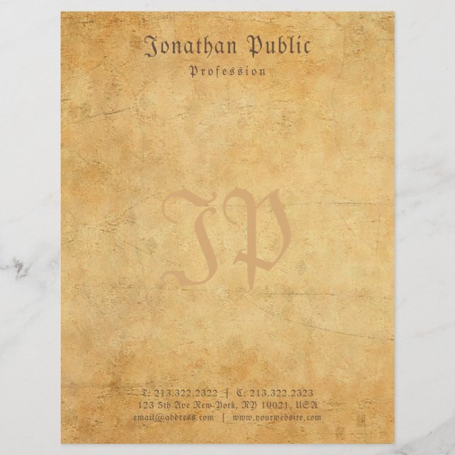 Membrete Elegante Monograma nostálgico manuscrito (Anverso)