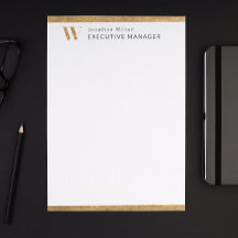 Elegante Monograma Personalizado Blanco y Oro